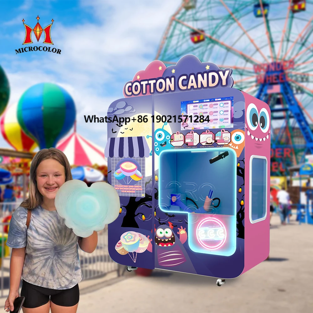 

Fashion Colorful Marshmallow Machine Best-selling Snacks Custom for Making Money Pink Blue Cotton Candy Making Machine