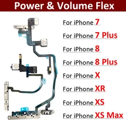 Power On Off Flex For IPhone 7 7G 8 8G Plus X XR XS Max Volume Up Down Side Button Key Ribbon Flex Cable With Metal