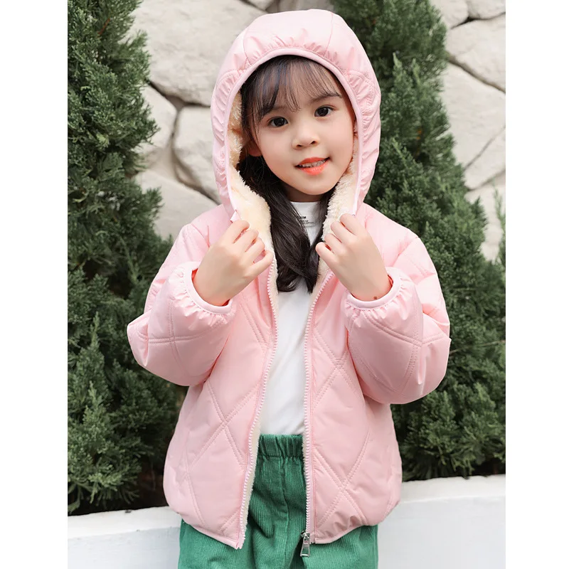 Winter Baby Kids Jacket For Girls Coats Lamb Wool Plus Velvet Thick Coats Toddler Children Outwear 1-6 Year Boys Cotton Jackets