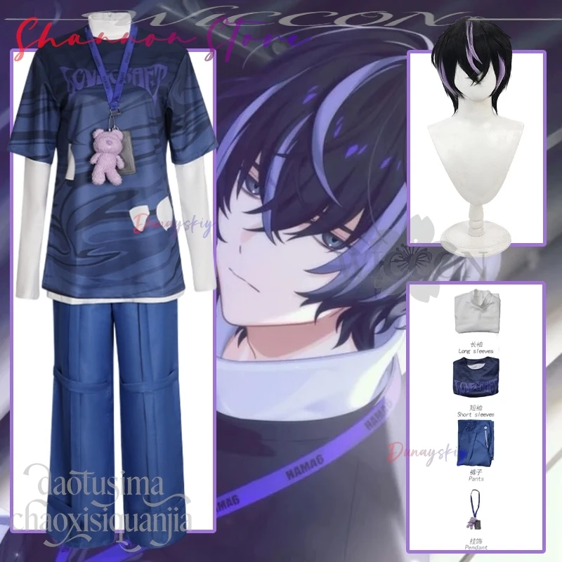 

Kinugawa Kiroku Cosplay Anime Game 18TRIP 코스프레 의상 Jirai Kei Styles Y2K Long-sleeve Tshirt Bear Pendant Halloween Christmas Party