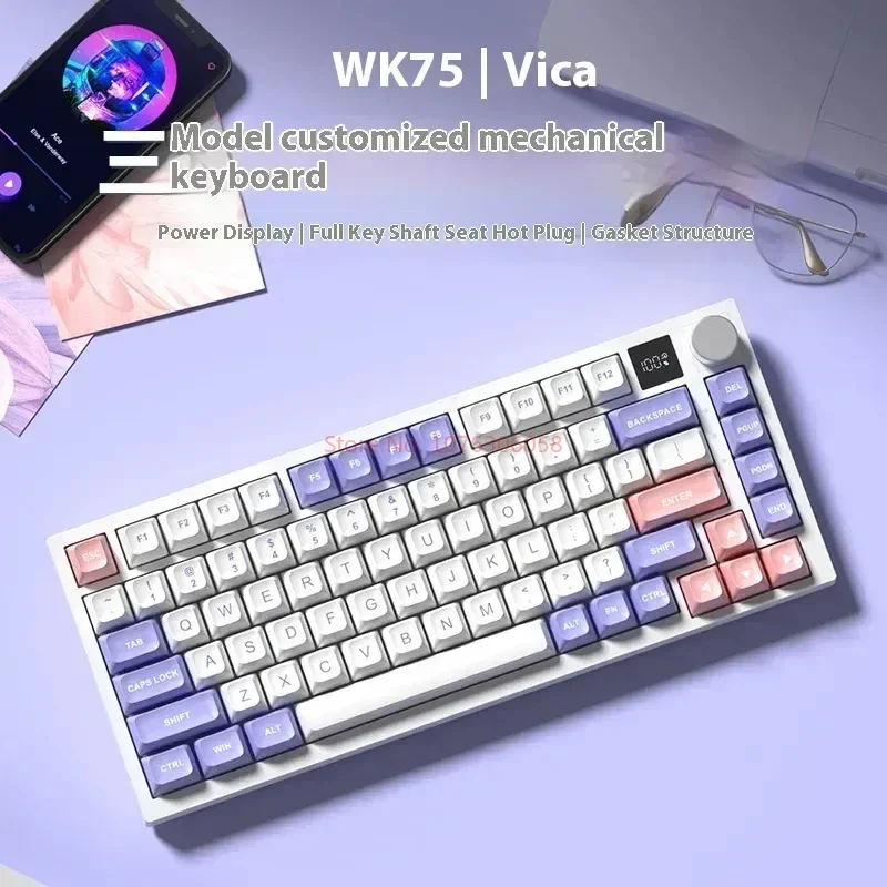 Imagem -05 - Kit de Teclado sem Fio Bluetooth Teclado Mecânico com Tela Rgb 3mode Retroiluminado Hot-swap Gamer Gift Weikav-wk75