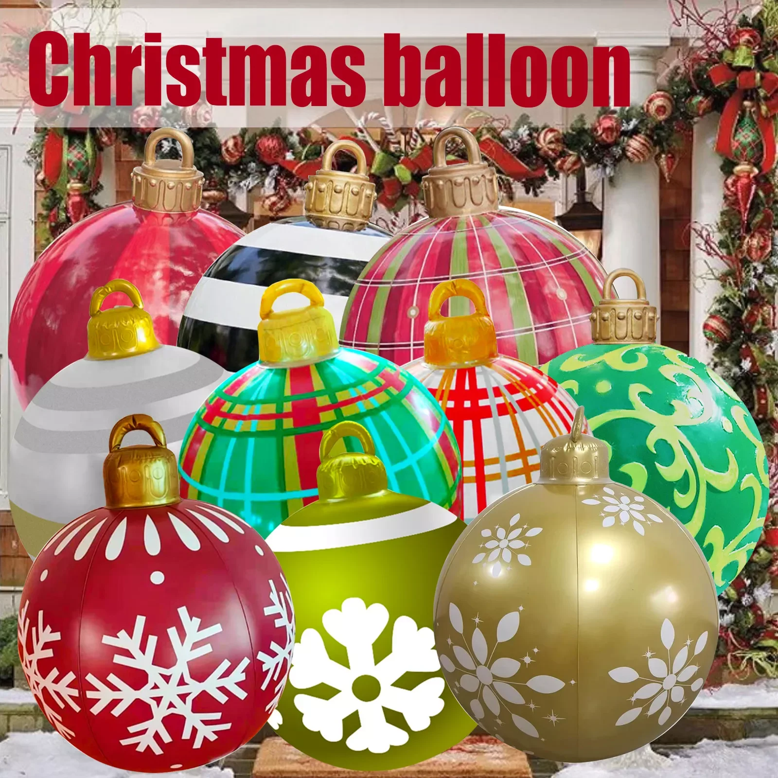 

2024 New 60cm Christmas Ball Decoration Funny Toy Outdoor Atmosphere Inflatable Toys For Home Christmas Gift Ball Balloon Navida