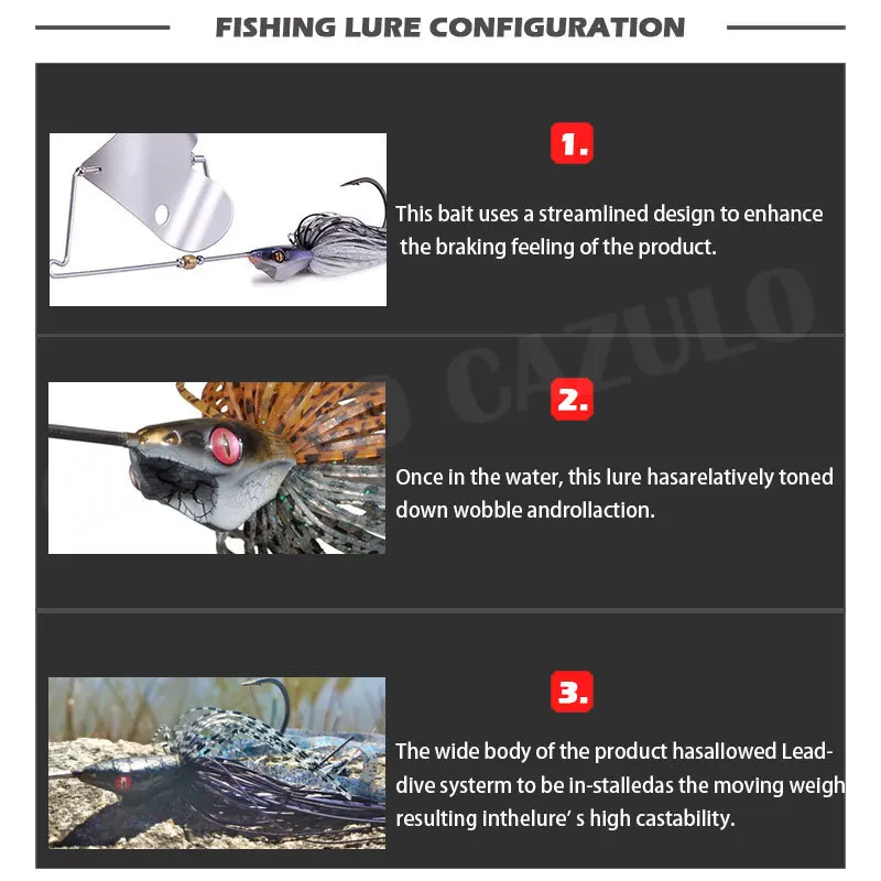 Chatterbait Bass Bait 25.5g Silicone Skirt Heavy Duty Sharp Hook Weed Guard Isca Artificial Cuillere Peche Spinner Fishing Lure