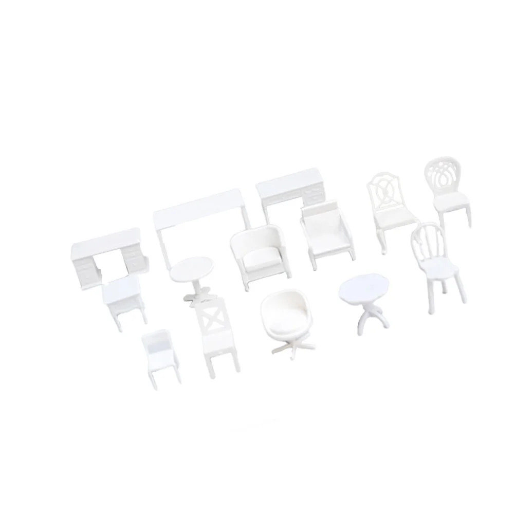 14 Pcs House Furniture Furnitue Model Kids Mini Table Kit Chair Desk Material