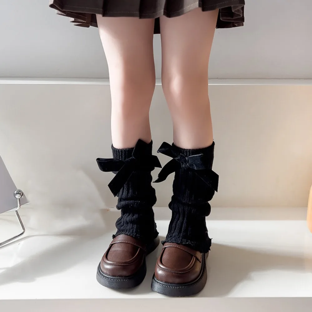 Cute Cotton Children's Stacked Socks Bow Warm Knitted Sock Sweet Leg Warmers Girl
