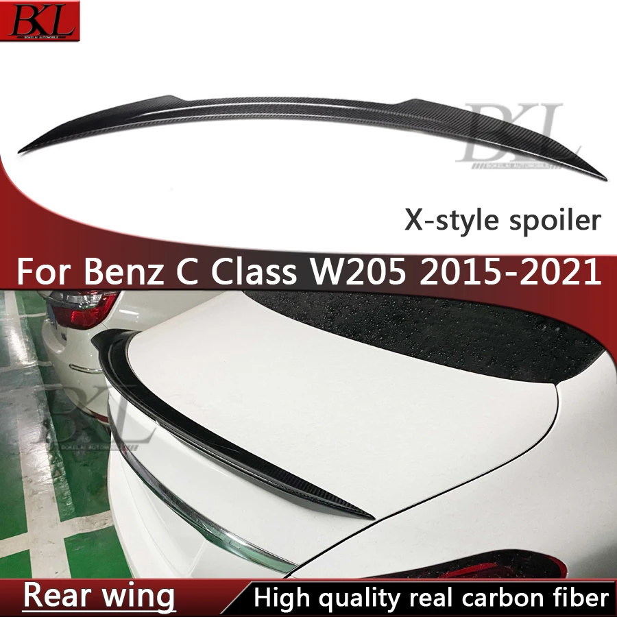 

For Mercedes Benz C Class 2015-2021 W205 Dry Carbon Fiber Spoiler Shunt Rear Tail fins Duckbill Car Wing Retrofit the rear wing
