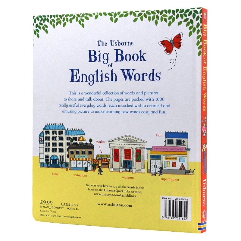 The Usborne Big Book English Words Learning Famous Picture Board Book Kids Flash Cards Montessori Education Toys for Children