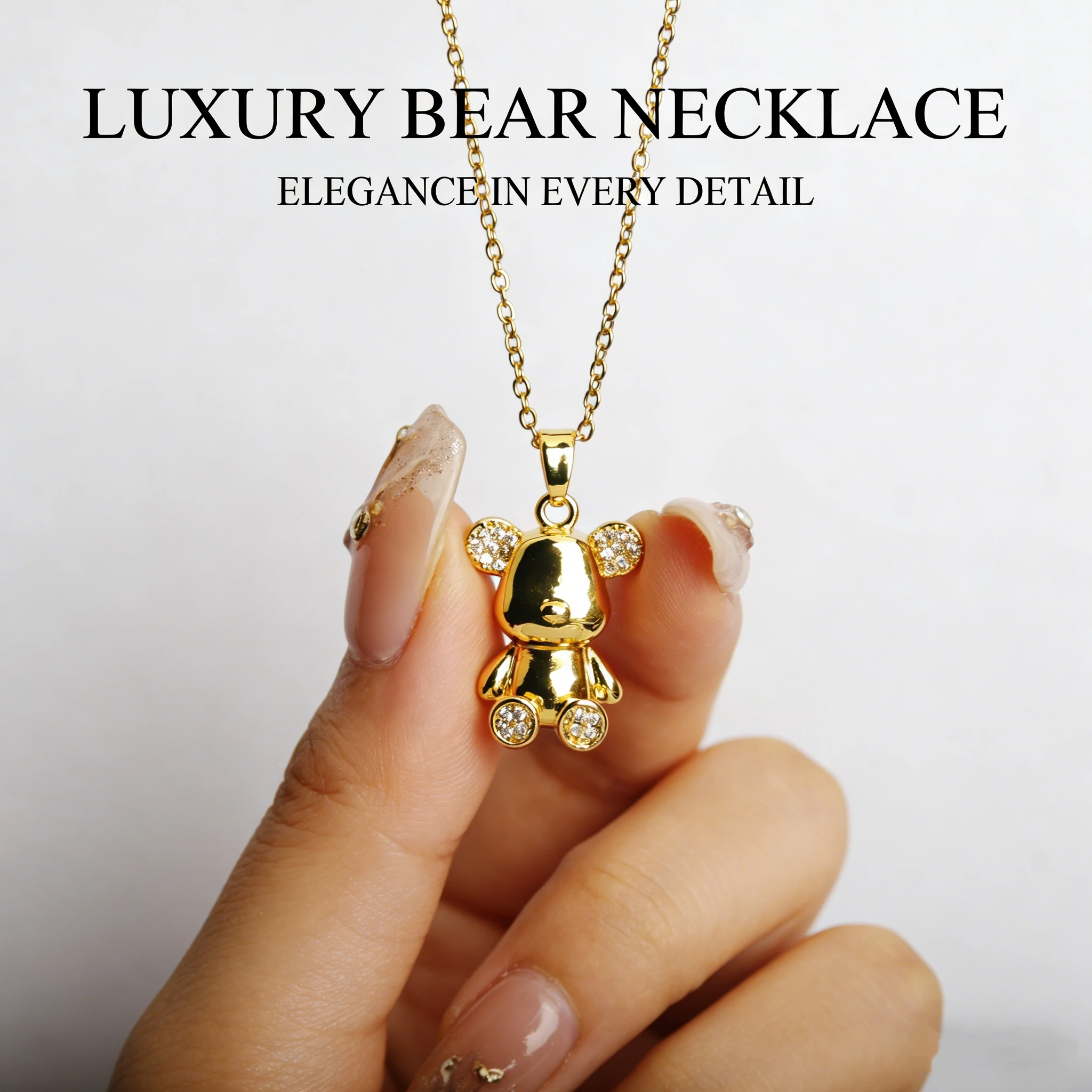 1 Piece Gold Bear Pendant Necklace, Light Luxury Style, Suitable for Daily Sweet and Cool Outfits / Valentine's Day Gift