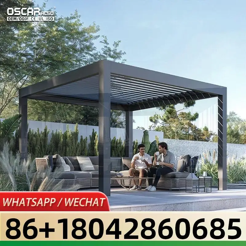 Motorized Louver Pergola Bioclimatic Patio Balcony Cover in 3x3 4x4 4x6 Sizes with Aluminum Frame pergola