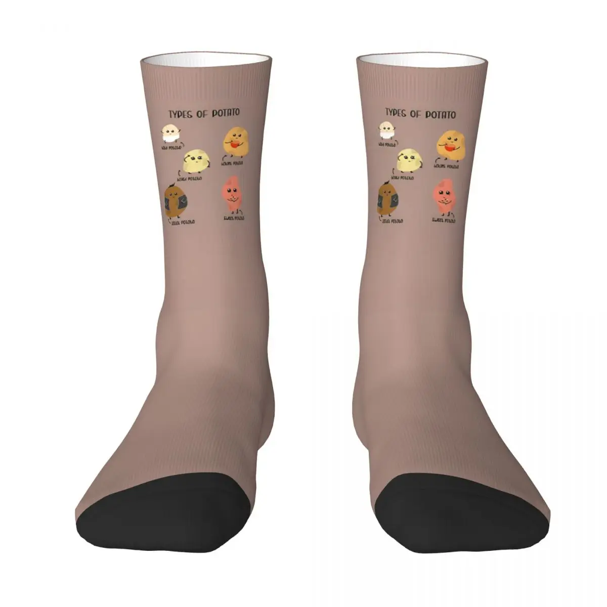 Autumn Winter Fashion Unisex Types Of Potato Socks Kitchen Cooking Chef Punny Spud Non-slip Skateboard Socks