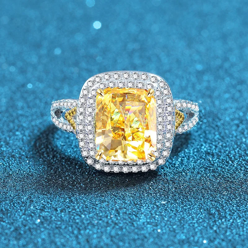 

Luxury Solid Platinum PT950 Women's Opening Adjustable Ring Yellow 5 karat Moissanite Diamond Ring