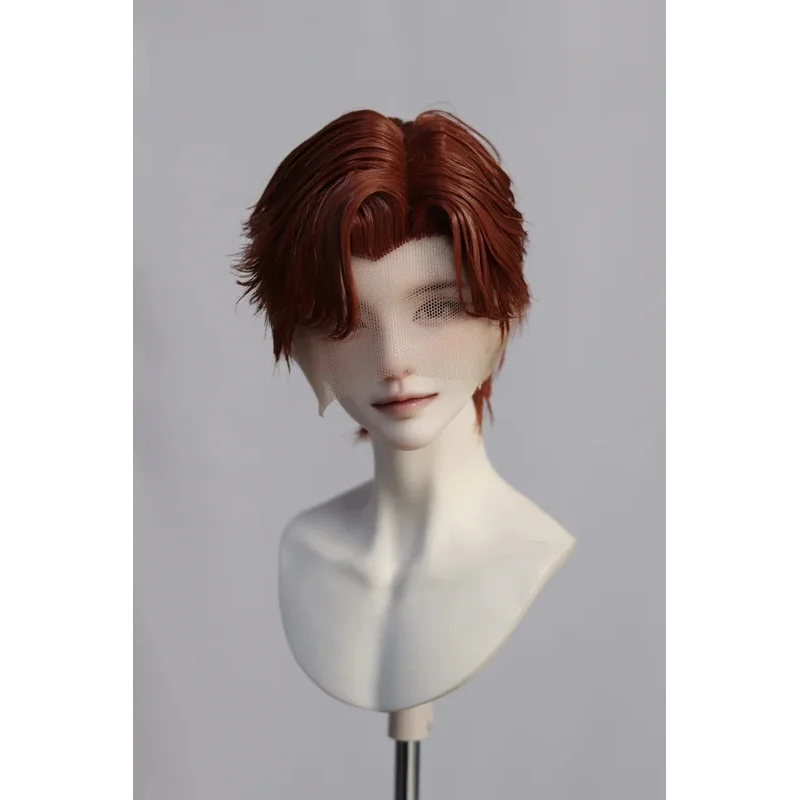 Op voorraad 1/3 8-9 inch Hoge kwaliteit zijde handgehaakt enkelpuntig off-center haarstukje voor poppen, kort kapsel, poppenaccessoires XC