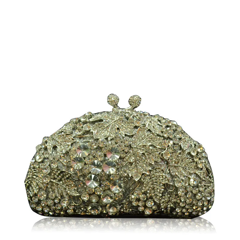 

Handmade Diamond-encrusted Dinner Bag Pointed Bottom Hollow Rhinestone Metal Full Diamond Hand Bag Pochette Soirée Femme Mariage