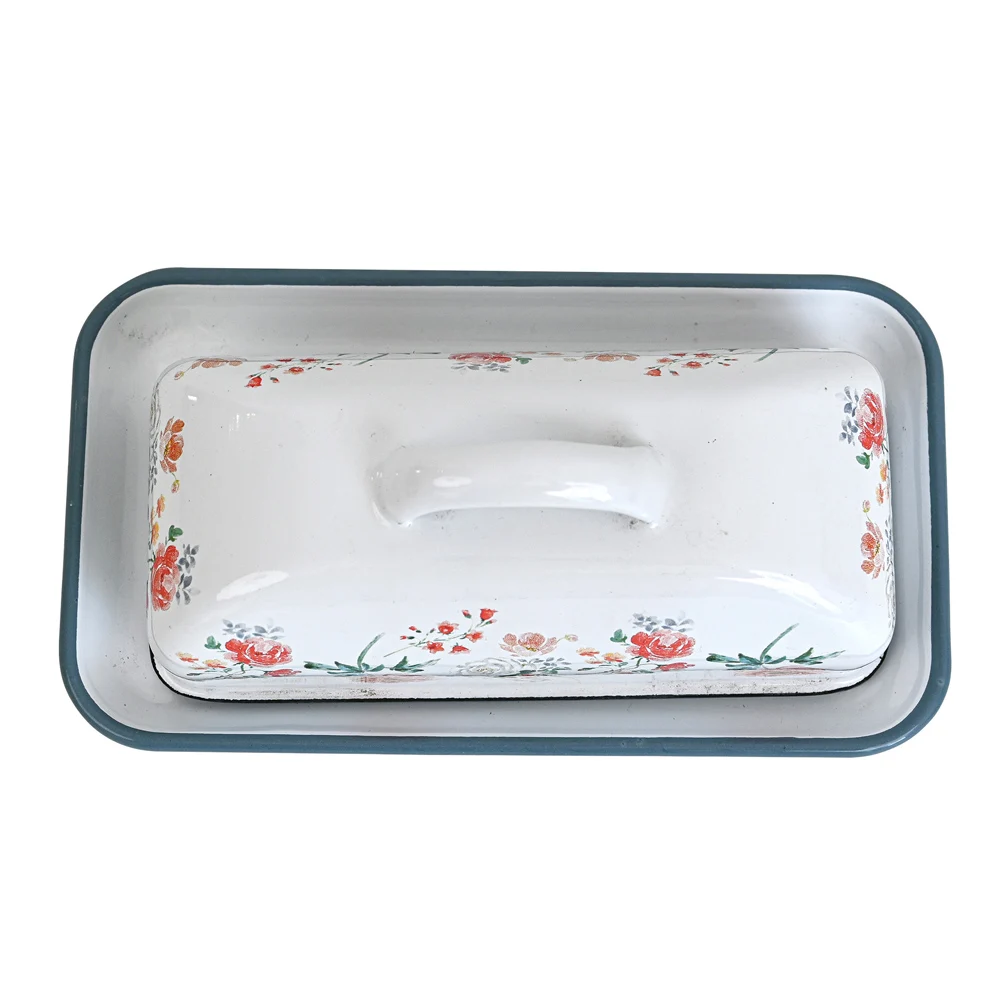 Metal Container Butter Dish With Cover Applicable To Workbench Non-Damable Retro Darmhouse Style Dishes