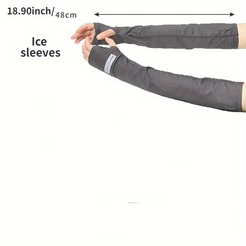 زوج واحد من الأكمام الجليدية كبيرة الحجم للرجال، أكمام فضفاضة للصيف في الهواء الطلق مع حماية من الأشعة فوق البنفسجية من الحرير الجليدي للحماية من أشعة الشمس فوق البنفسجية من الحرير الجليدي
