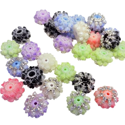 

Набор для натягивания бусин своими руками — украшенный инкрустированным жемчугом, стразами, глиняными розами и тюльпанами. | 10шт/уп