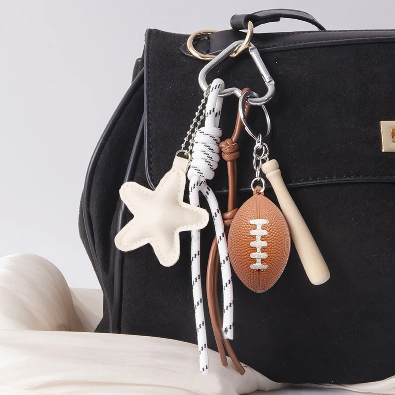 Unisex Bag Pendants New Leather Pentagram Baseball Accessories High-quality Keychains Bag Charms Trendy Funny Versatile Bag