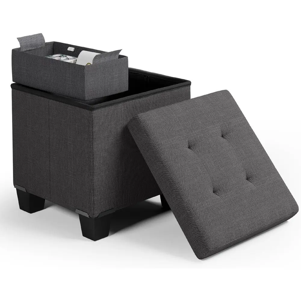

Storage Ottoman Cube with Storage Bin, 15-In Square Ottoman with Storage or Living Room and Bedroom, oot Stools Ottoman, Small O