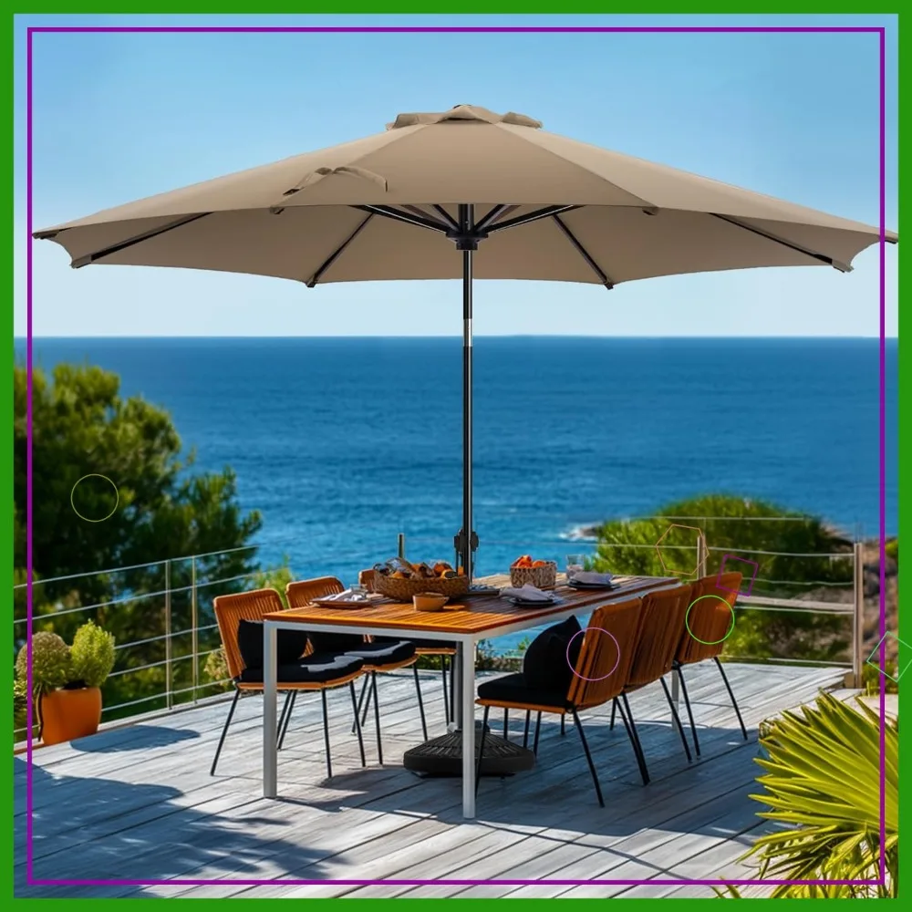 

11 FT Outdoor Patio Umbrella with Tilt/Crank, 8 Ribs, Waterproof Fade-Resistant Canopy for Garden Pool Deck