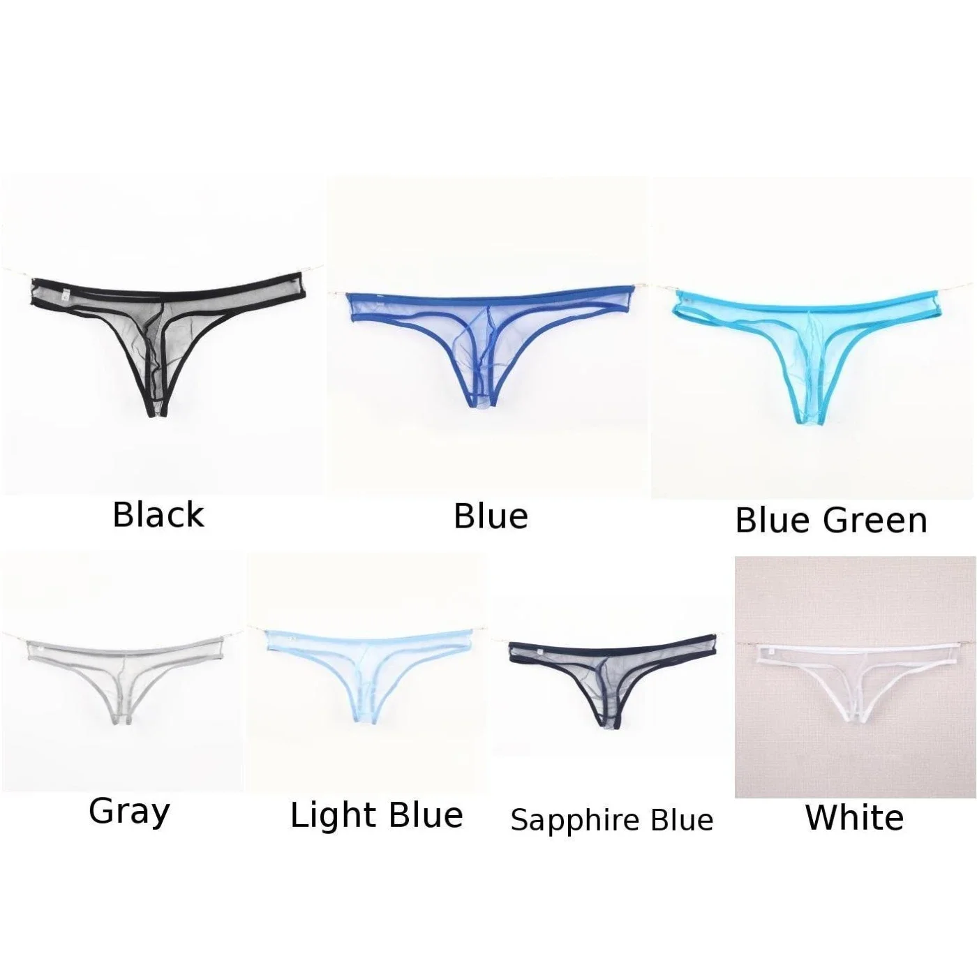 Men\'s Sexy Low Rise See Through Briefs Stretchy T-Back Breathable Underwear  Men\'s Briefs Ultra-thin Ice Silk Translucent Breath