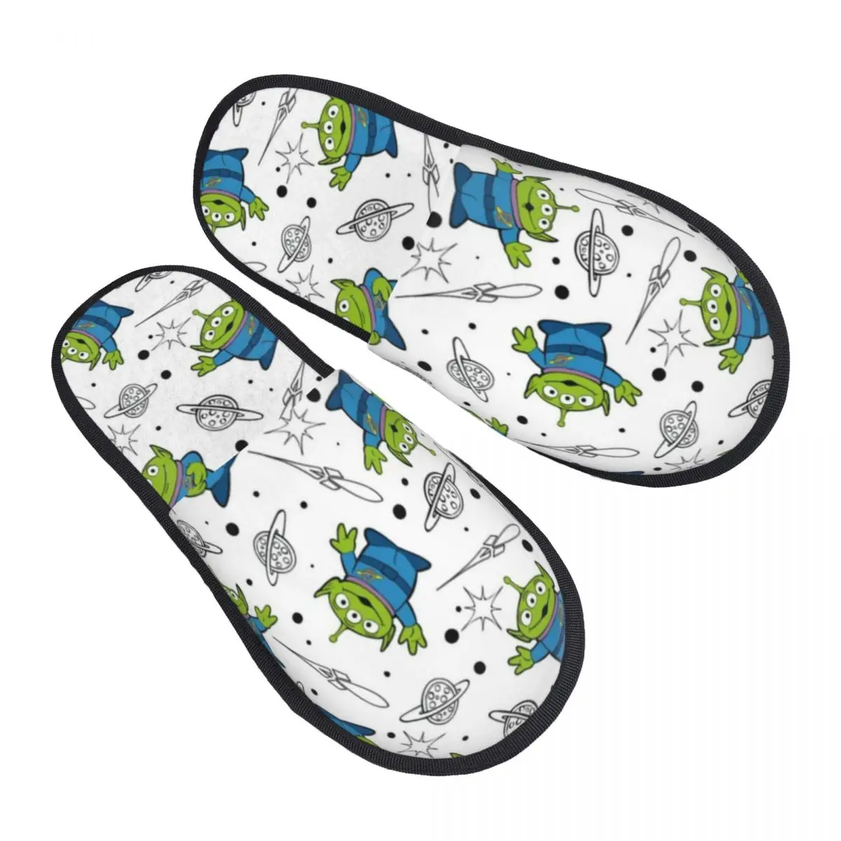 

Винтажные мягкие тапочки «История игрушек» на заказ, женские тапочки из пены с эффектом памяти, пицца, планета, пришельцы, домашняя обувь для отеля
