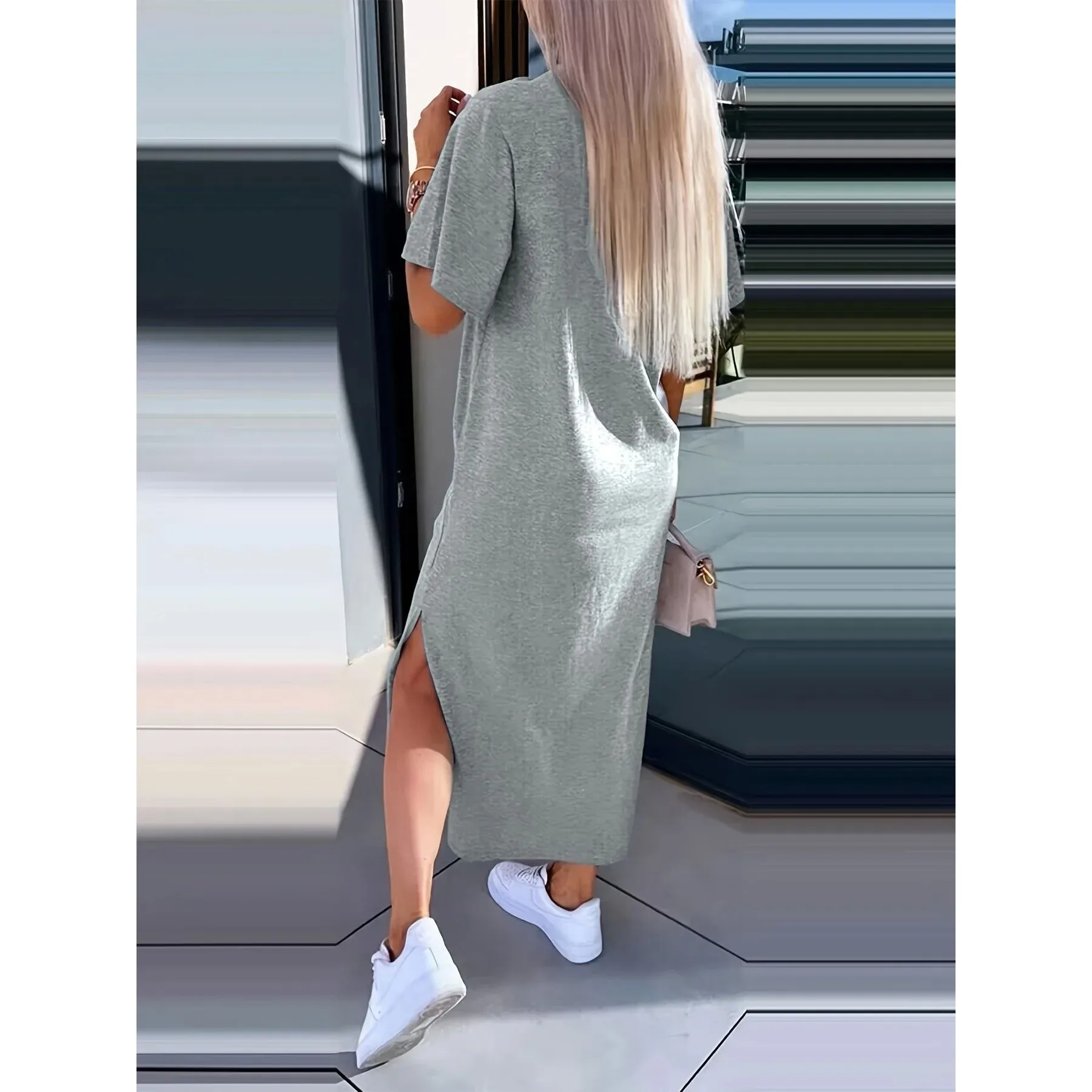 T-shirt Long d'été Dr pour femmes Claing Ong Dr Casual Faionable Maxi Dr pour dames 00% d'autres matériaux