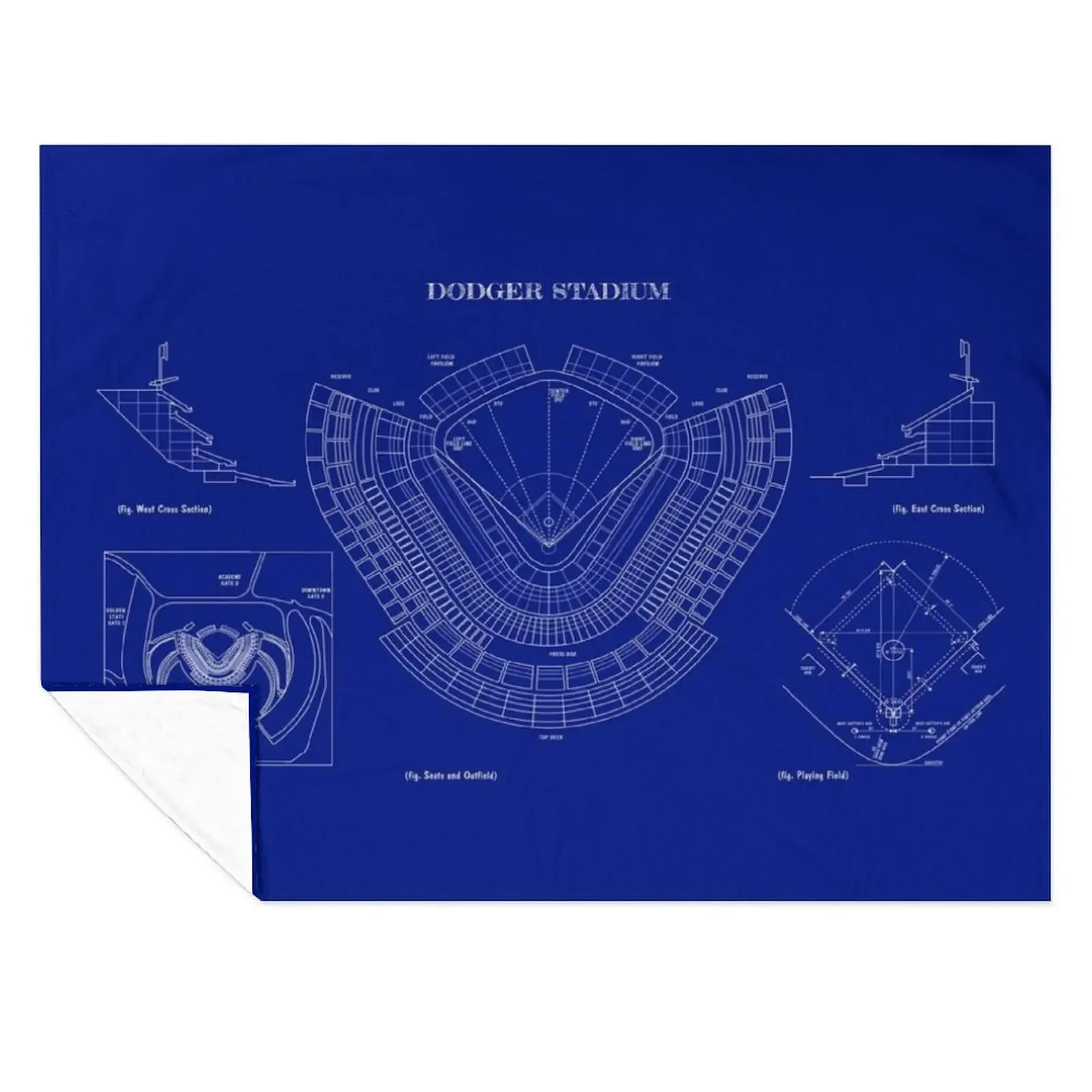 

Dodger Stadium (White Stencil-No Background) Throw Blanket Soft Big Bed Baby blankets ands Blankets