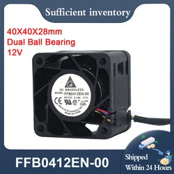 New 4028 12V 2.1A 4PIN High Speed For Delta Racing Radio Car FFB0412EN-00 25000 RPM 32.9 CFM 40X40X28mm Double Ball Bearing Fan