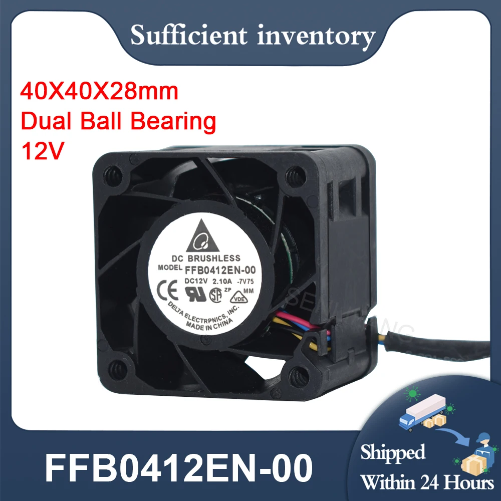 Nowy wentylator 4028 12V 2.1A 4PIN High Speed do samochodów radiowych Delta Racing FFB0412EN-00 25000 RPM 32.9 CFM 40X40X28mm z podwójnym łożyskiem kulkowym