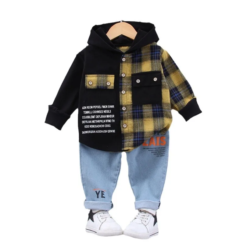 New Spring Autumn Baby Clothes Suit Children Boys Plaid Hoodies Pants 2Pcs/Sets Toddler Clothing Infant Costume Kids Tracksuits