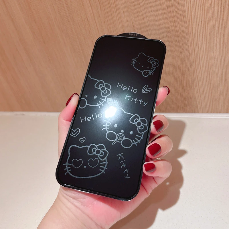Sanrios hellokittys melodia pochacco película protetora de vidro para iphone 17 pro max 16 15 14 película protetora de tela à prova de choque