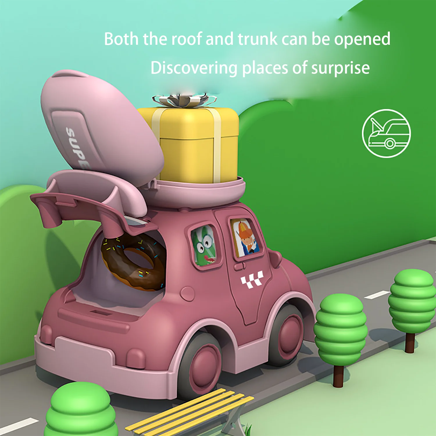 아기 만화 장난감 자동차, 미니 차량, 관성 풀백 자동차, 몬테소리 조기 교육 크롤링 장난감 자동차, 유아 남아용, 1PC