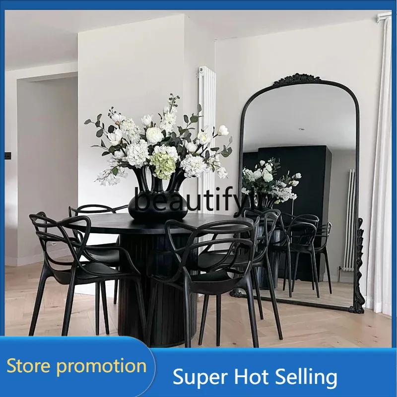 

SMT07 French light luxury retro arched carved full-length mirror European clothing store fitting decorative mirror