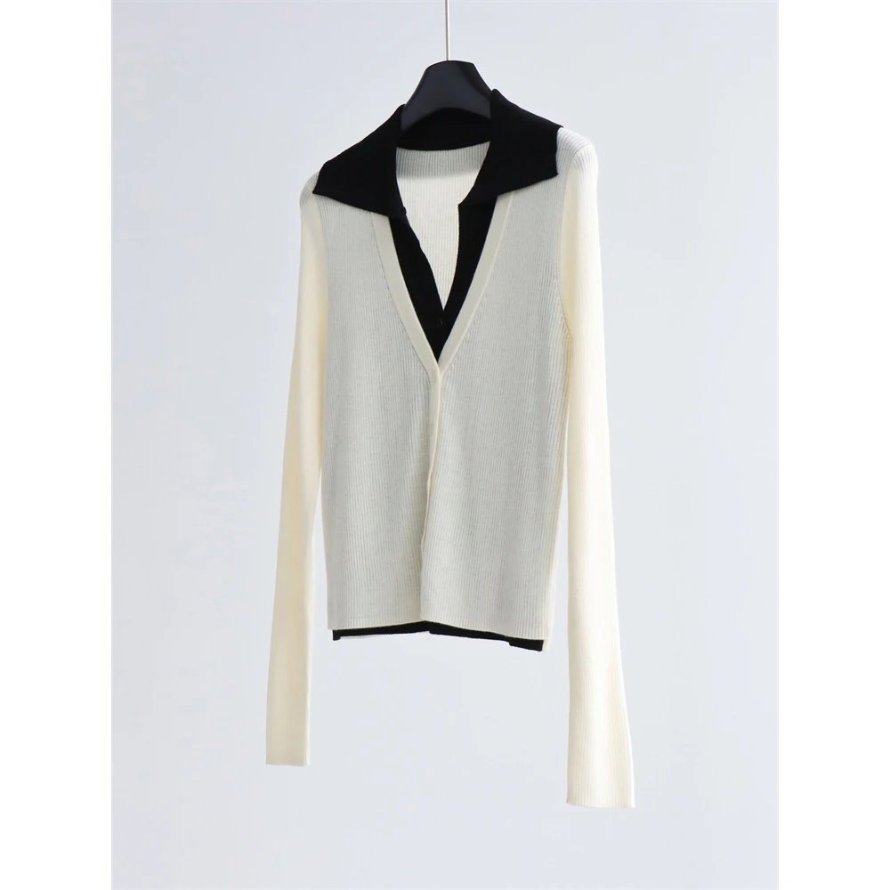Cárdigan de punto de lana mixta, ropa interior con cuello, capa Base, Otoño Invierno, viaje, corte Regular, largo, Sve, Color puro
