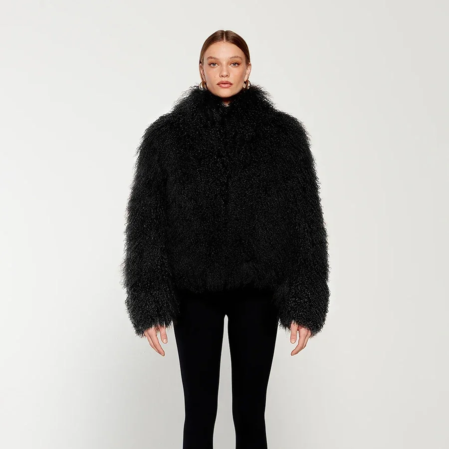 

Winter Coats For Women 2024 Luxury Tibetan Lamb Fur Jacket High Collar Natural Sheepskin Fur Coat High Quality Luxury