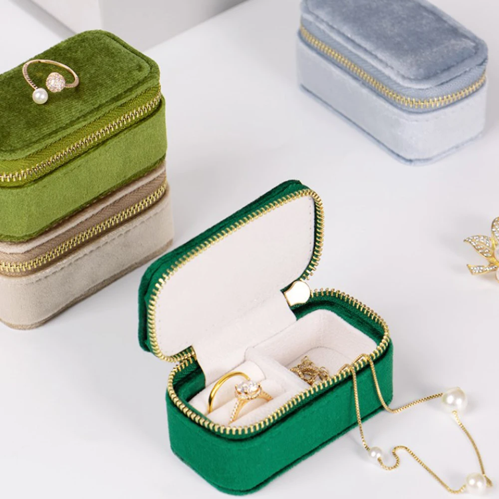 Mini Velvet Jewelry Storage Box Case Earrings Rings Necklace Bracelet Packaging Display Case Wedding Portable Travel New