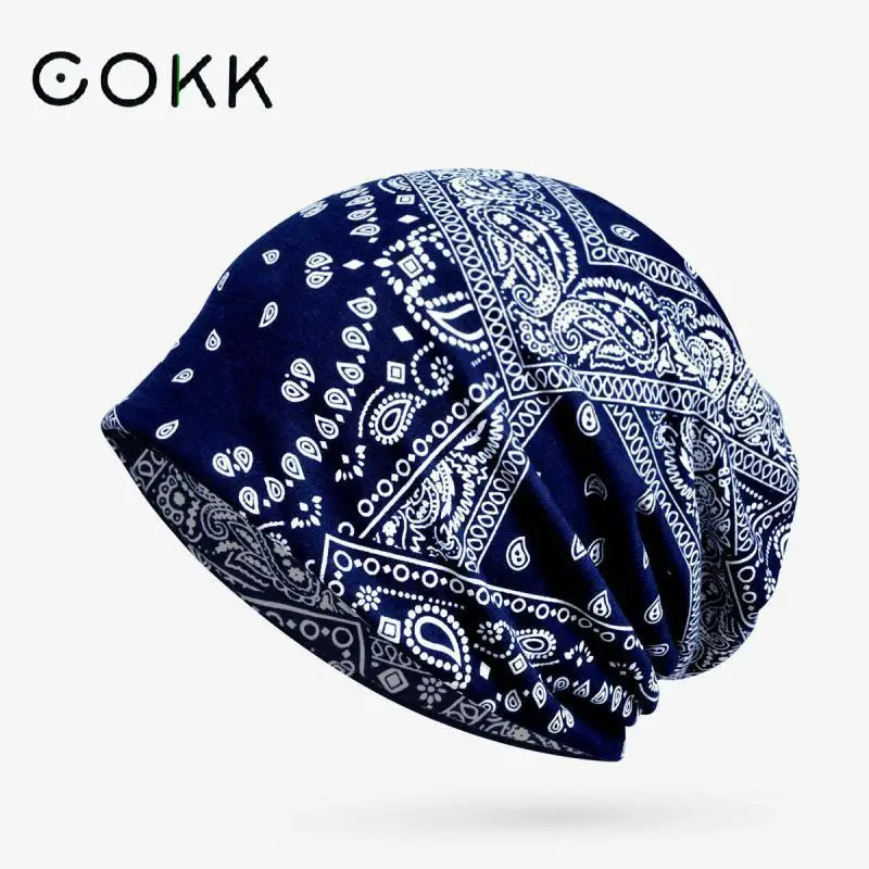 

COKK Hats Beanies For Men Women Unisex Spring Summer Beanie Cotton Double Layer Elastic Bonnet Hip Hop Baggy Cap Male Female New