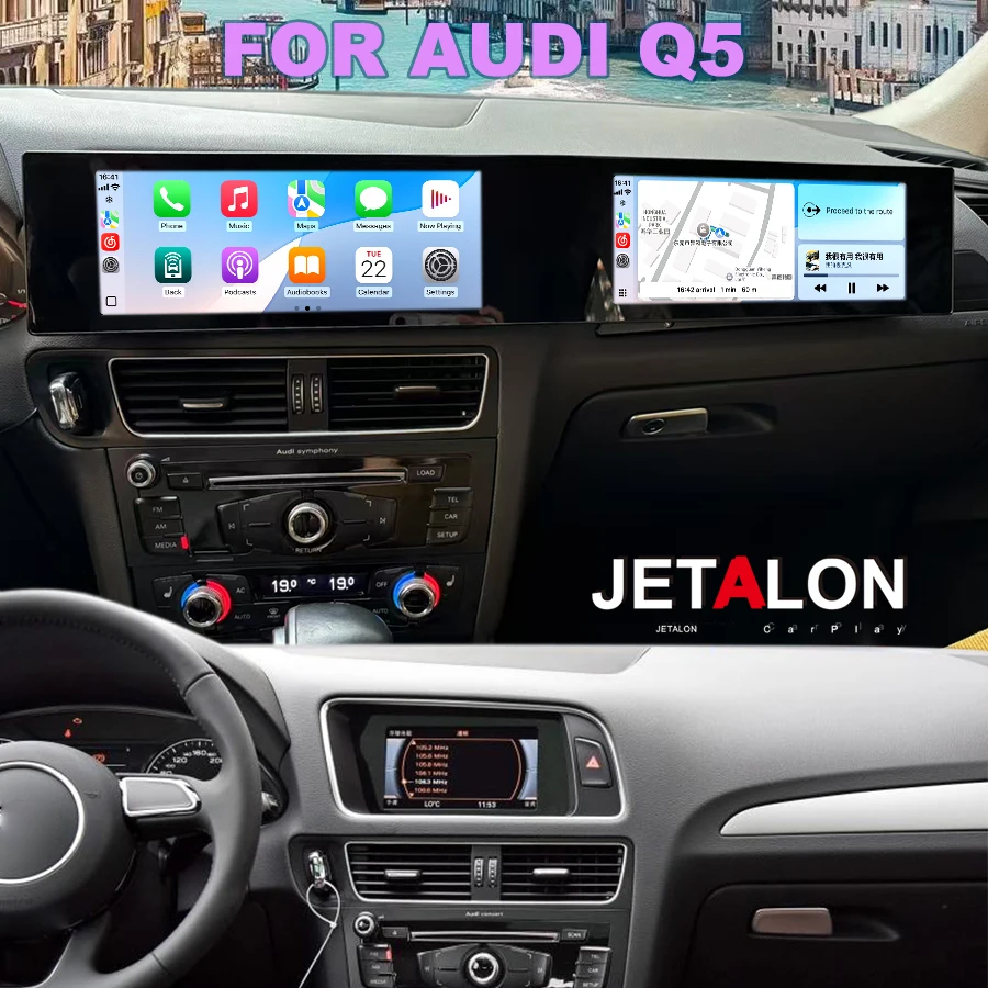 

For Audi Q5 2009 - 2017 Android Dual Screen AUTO Car Radio Stereo Audio GPS Navigation Multimedia Video Player CarPlay Head Unit