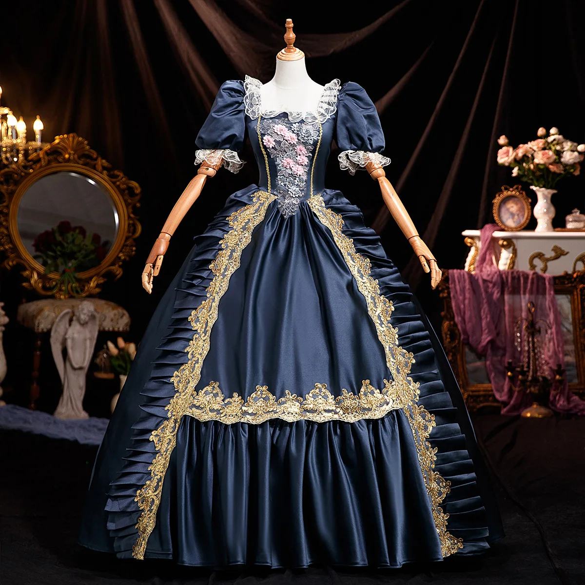 Christmas Grey Retro European Court Catwalk Birthday Russian Performance Costume Party Costume Annual Meeting Dress Women 연주용드레스