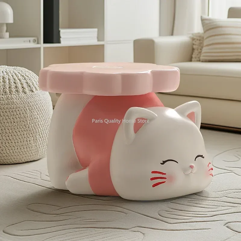 New Creative Sakura Cat Entry Door Shoe Stool Living Room Coffee Table Side Children Low Stool Household Decoration