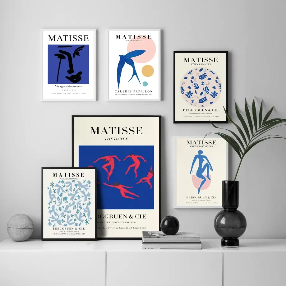 Classic Fashion Abstract Blue Matisse Dance Leaf Bird Wall Art HD Canvas Printing Poster Home Living Room Decoration Mural