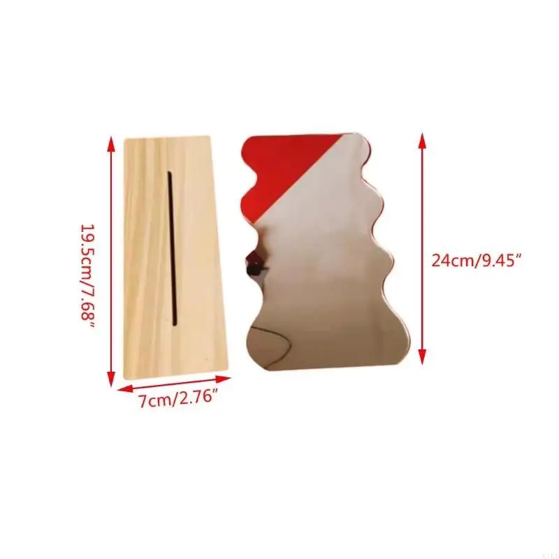 불규칙한 메이크업 거울 아크릴 미러 데스크탑 홈 장식 목재베이스