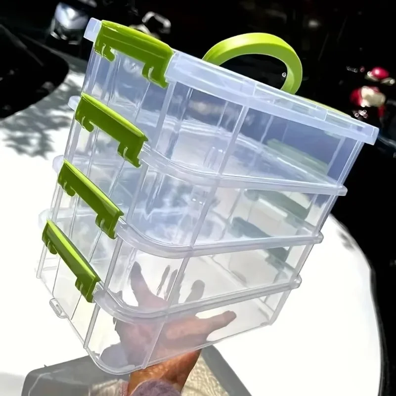 Building Blocks Storage Box Transparent Visibility Tool Classification Boxes Moisture-Proof Grid Drawer Stackable Storage Casket