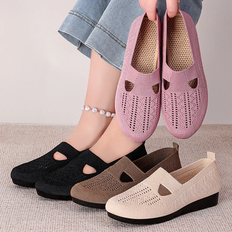 Chaussures d'été vintage pour femmes, résistantes à l'usure, respirantes, légères, à semelles souples, pour la marche