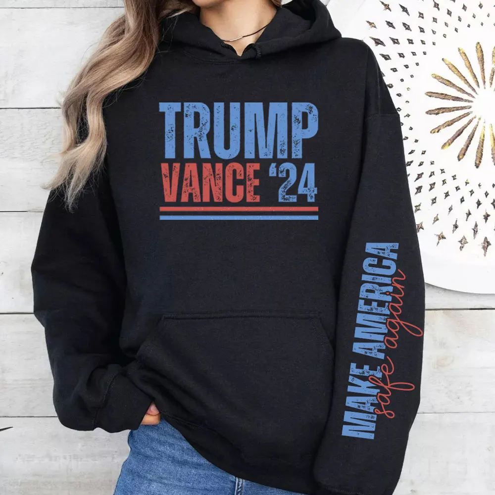 Trump 47 O-neck Sweatshirt Trump Train Hoodie - US Election 2024 Gift Donald Trump 47th President Drop-shoulder Sleeve Hoodie