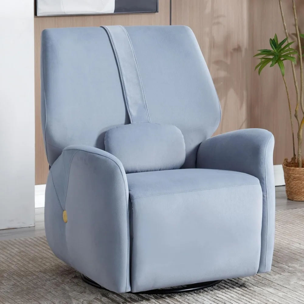 

Living Room Chair with Adjustable Headrest, USB Port, Infinite Reclining, Fleece Fabric, Power Swivel Rocker Recliner Chair