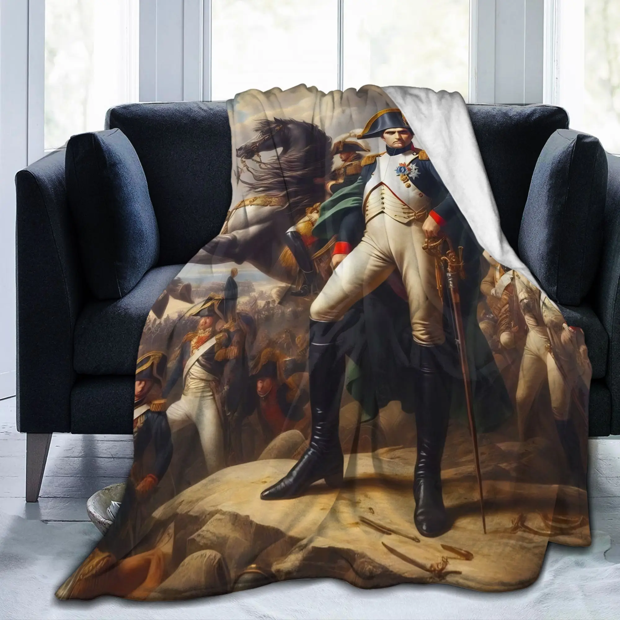Napoleon Bonaparte Crossing the Alps Blanket Art Wool Awesome Warm Throw Blanket for Home Winter Office