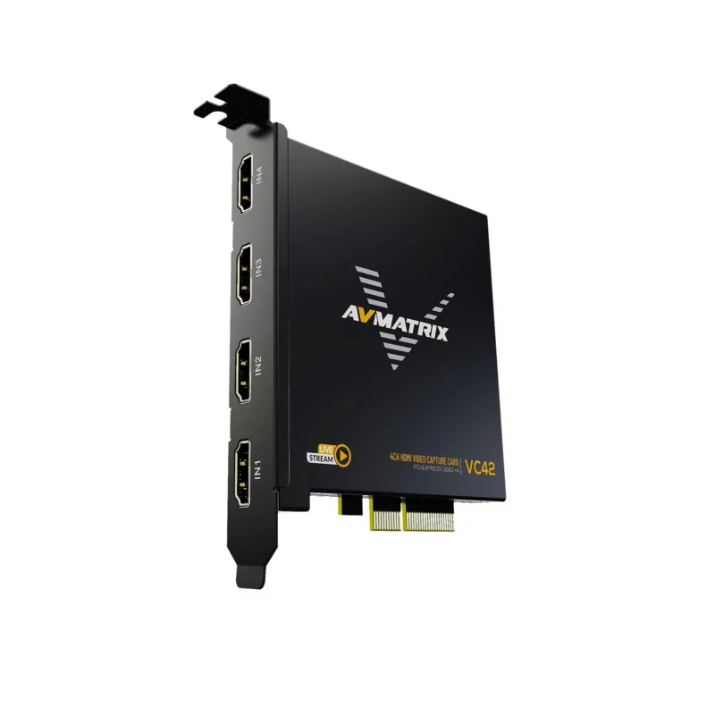 بطاقة التقاط فيديو AVMATRIX VC42 غير مضغوطة ذات 4 قنوات HDMI PCIE للبث المباشر OBS/Potplayer/XSplit/vMix