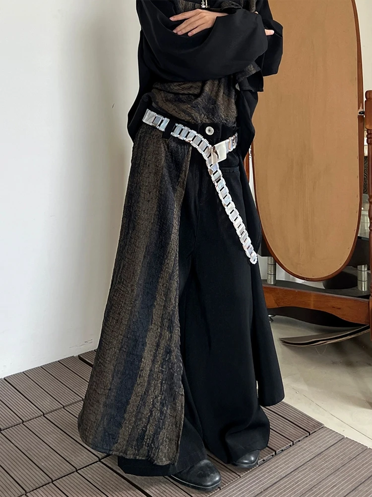 Unique Design Wide Leg Skirt Pants Dyed in Knots Irregular Splicing for Men And Women Autumn Season Japanese Style Casual Wear