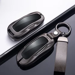 Car Zinc Alloy Fob Smart Remote Key Case Cover Holder For Tesla Model 3 Model Y 2018-2022 Protector Keychain Accessories